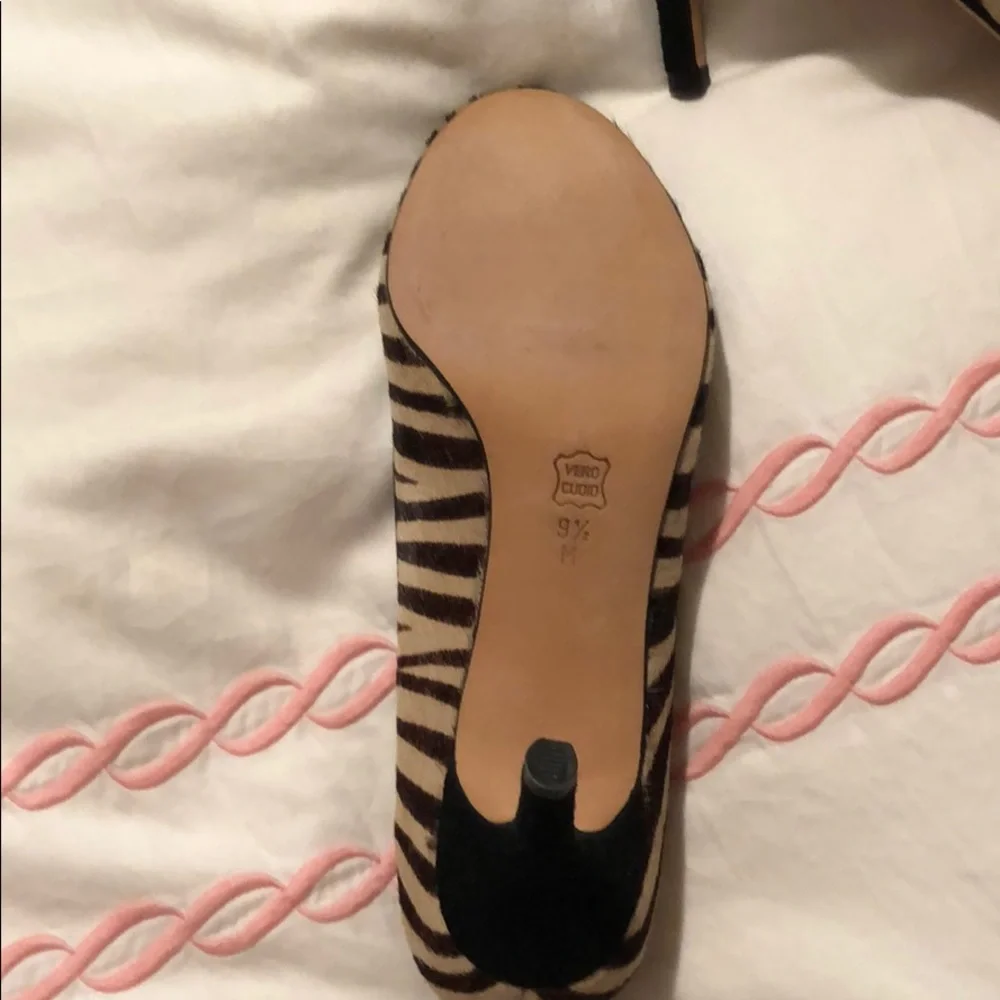 NEW Zebra Stripe Haircalf High Heel Pumps 9.5 M Brown, Black & Tan NWT